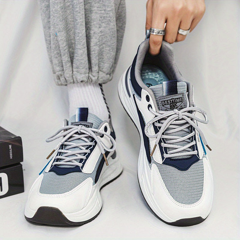 Trendy Lace-up Sneakers, Wear-resistant Casual Shoes
