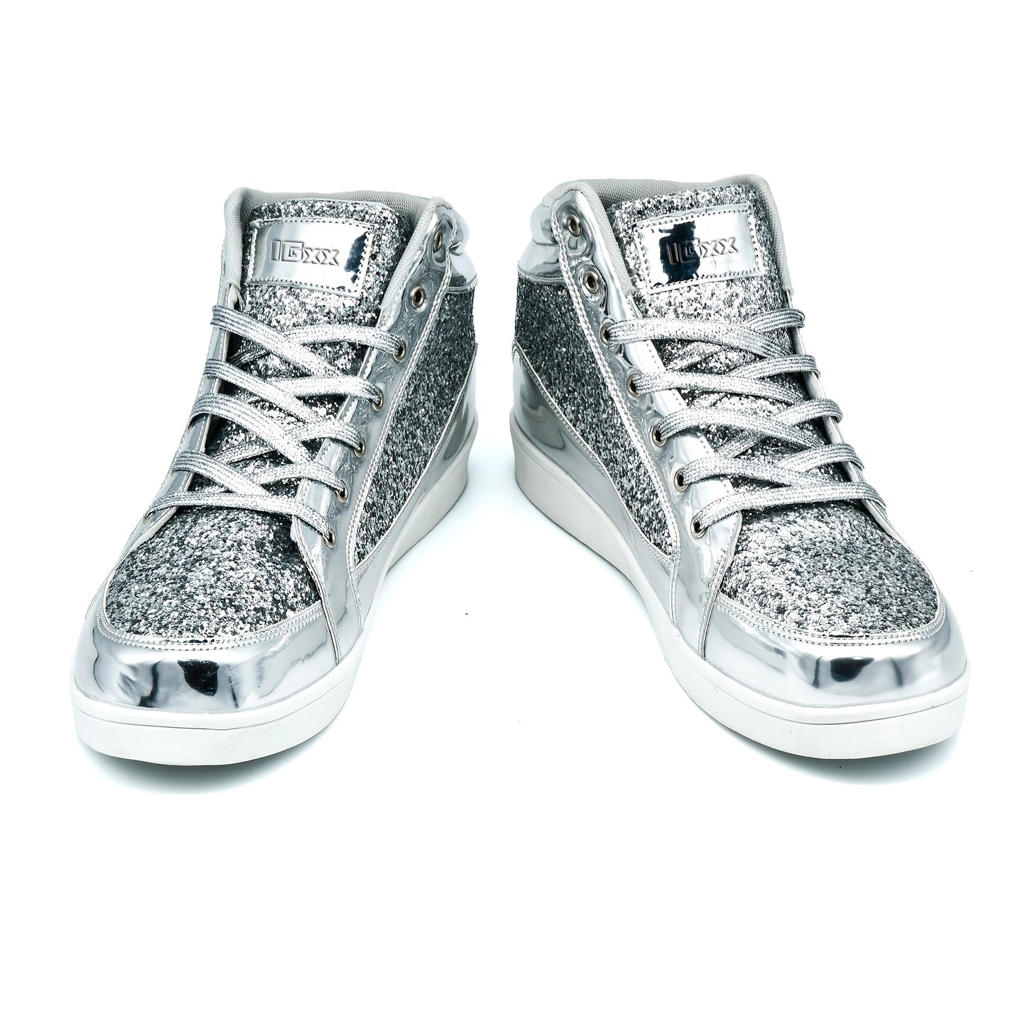 High Top Sequin Shoes, Shiny Casual Sneakers For Parties