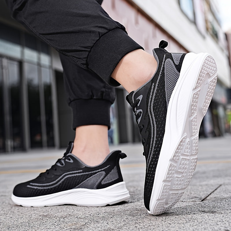 Trendy Woven Knit Breathable Running Shoes, Soft Sole